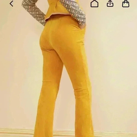 CIDER Pastel Yellow Plaid Flares SIZE SMALL - Picture 5 of 9